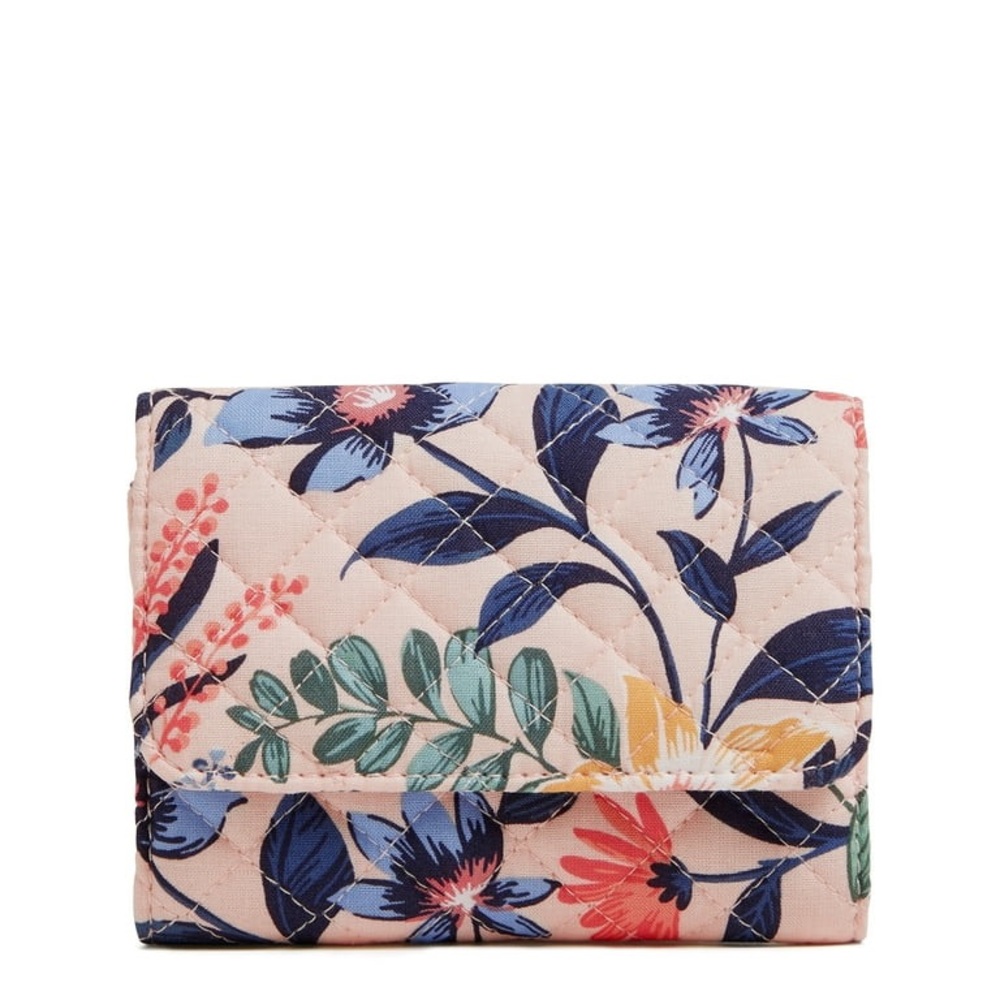 Vera Bradley Women's Cotton RFID Riley Compact Wallet Paradise Coral